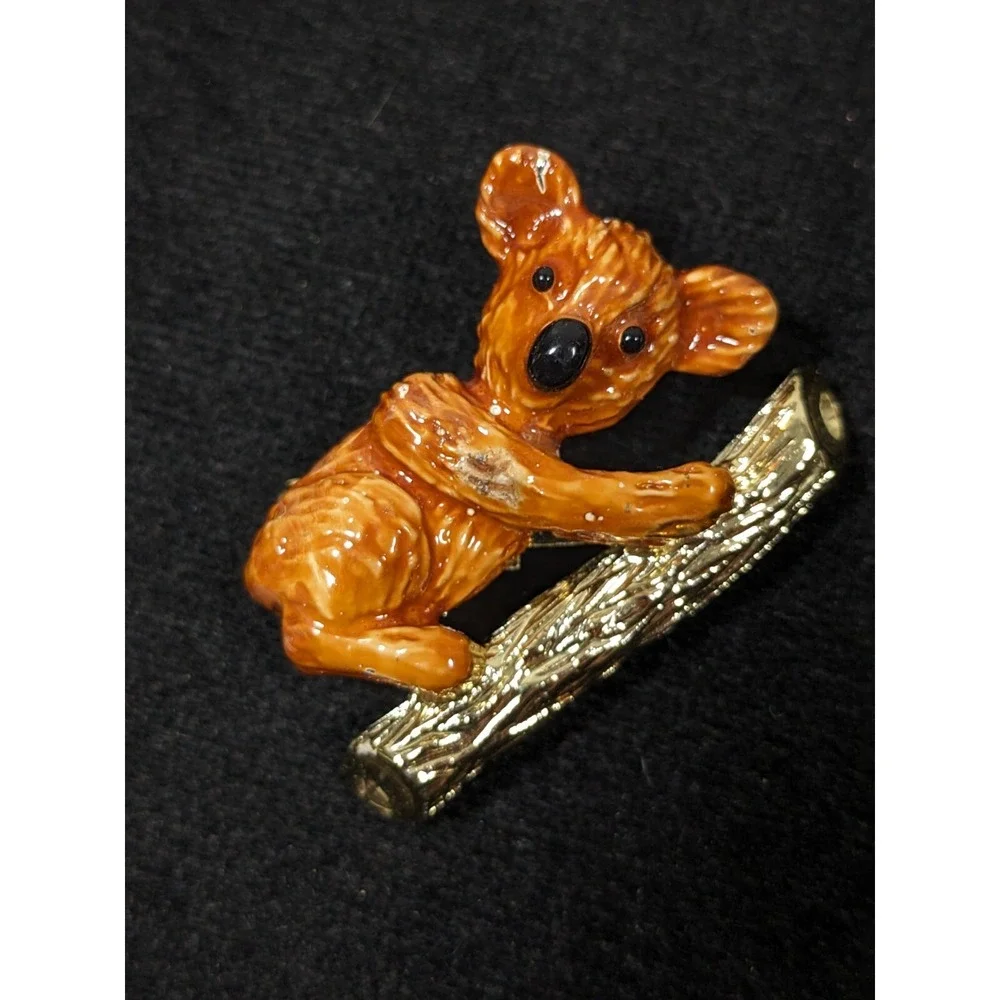 Vintage Gerry's Brown Koala‎ Bear Gold Tone Figural Brooch Pin